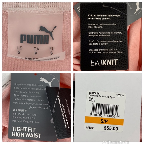 Puma NWT Pink Evostripe Evoknit 7/8 Tights, Small - Picture 15 of 16